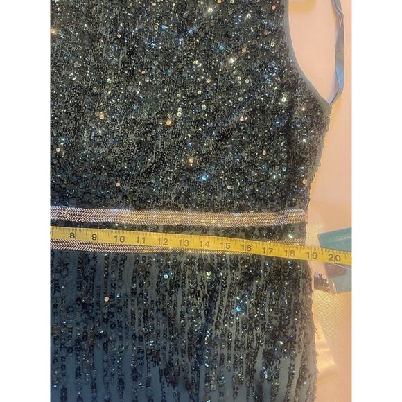 MAC DUGGAL SLEEVELESS HIGH NECK BEADED MIDI SHEATH DRESS DEEP EMERALD SZ 14 NWT - Picture 7 of 7